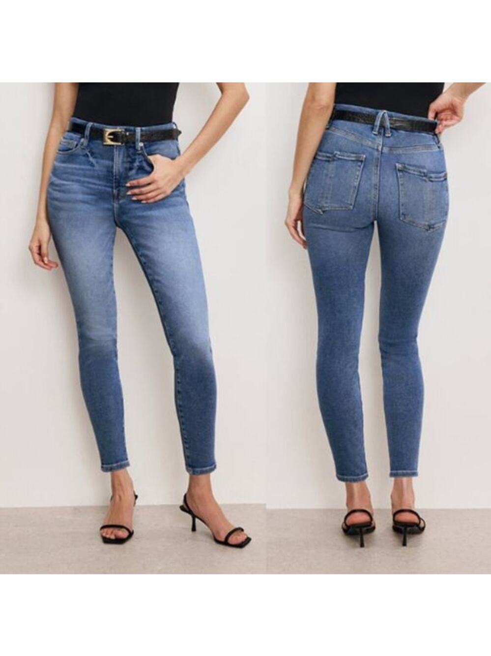 Good American Good Waist Cropped High Rise Skinny Jeans Indigo 326 Size 2 / 26